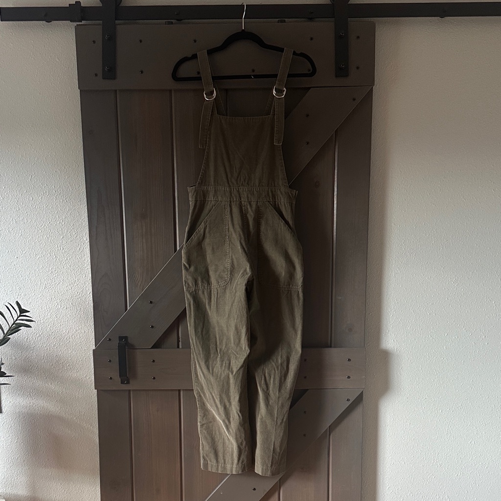 Loup Flora Corduroy Overalls Olive Green - Euc